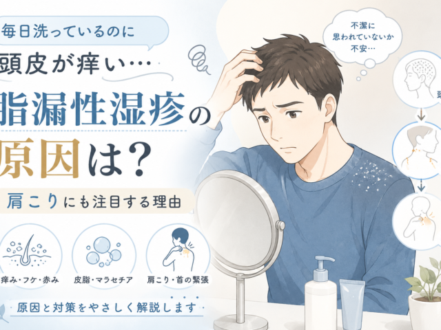 毎日洗っているのに頭皮が痒い…脂漏性湿疹の原因と肩こりに注目する理由