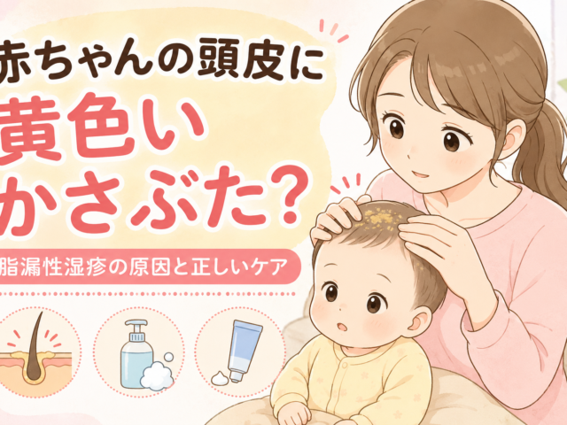 赤ちゃんの頭皮の脂漏性湿疹とは？黄色いかさぶた・フケの原因と対処法
