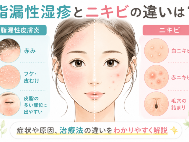 脂漏性湿疹とニキビの違いは？症状・見分け方・原因・治療法をわかりやすく解説