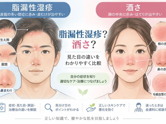 脂漏性湿疹と酒さの違いは？症状・見た目・原因・治療法をわかりやすく解説