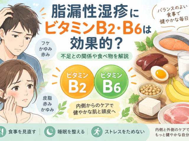 脂漏性湿疹にビタミンB2・B6は効果的？不足との関係や食べ物を解説