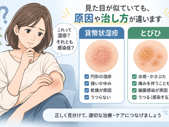 貨幣状湿疹ととびひの違いは？見た目・原因・治療法と見分け方を解説