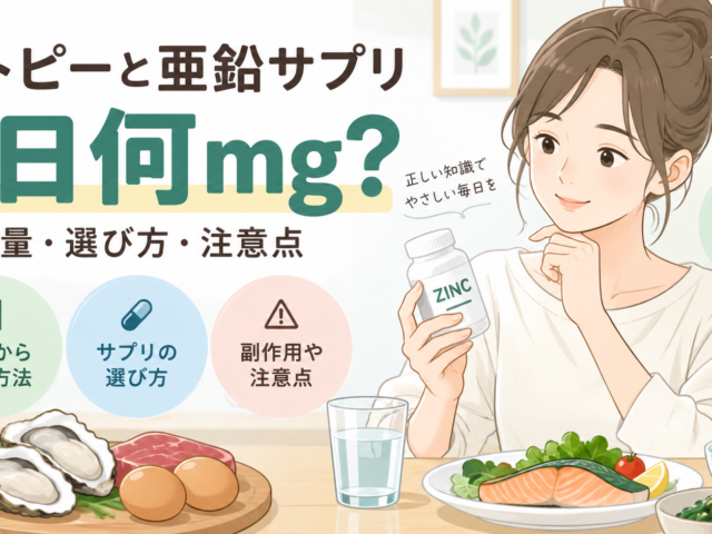 アトピーと亜鉛サプリの摂取量｜1日何mg？選び方・飲み方と注意点